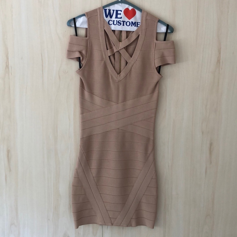 Bebe Beige Bandage Dress